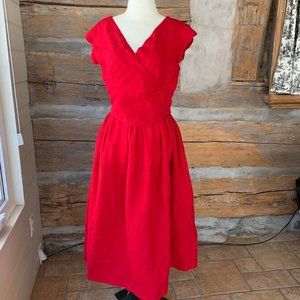 100% Linen Summer Dress in Red
